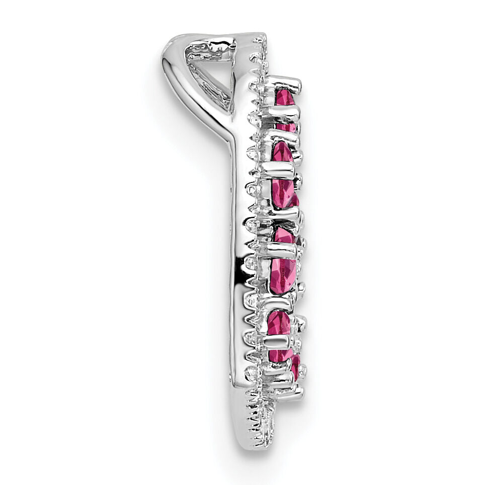 14K White Gold Polished Diamond and Pink Tourmaline Heart Chain Slide-PM10797-PT-020-WAA
