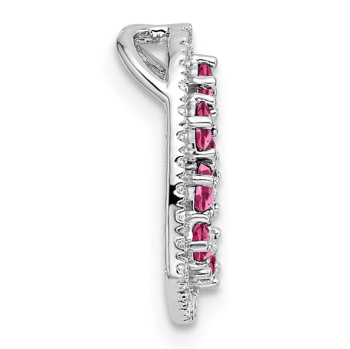 14K White Gold Polished Diamond and Pink Tourmaline Heart Chain Slide-PM10797-PT-020-WAA