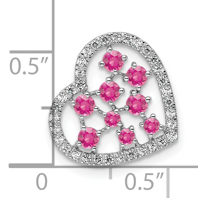 14K White Gold Polished Diamond and Pink Tourmaline Heart Chain Slide-PM10797-PT-020-WAA