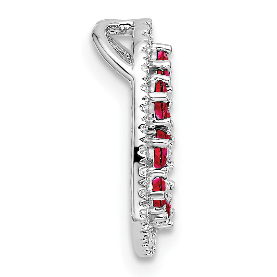 14K White Gold Polished Diamond and Ruby Heart Chain Slide-PM10797-RU-020-WAA
