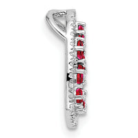 14K White Gold Polished Diamond and Ruby Heart Chain Slide-PM10797-RU-020-WAA