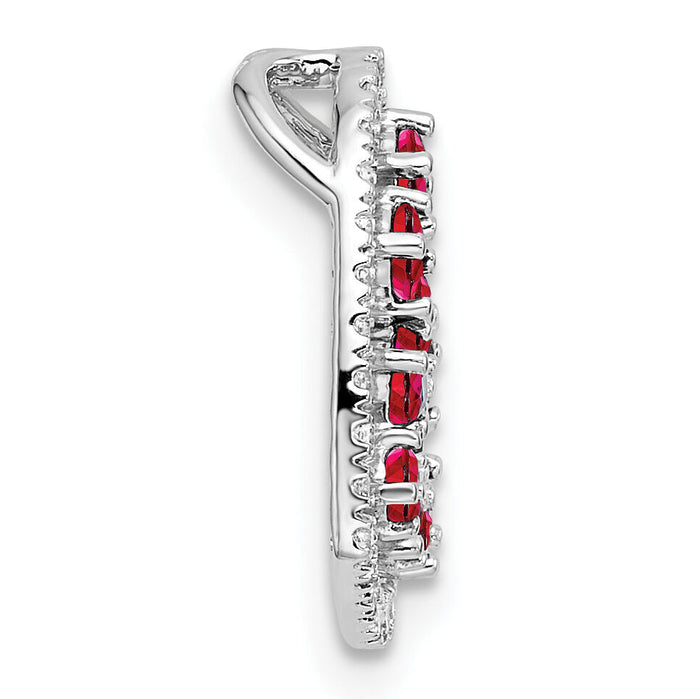 14K White Gold Polished Diamond and Ruby Heart Chain Slide-PM10797-RU-020-WAA