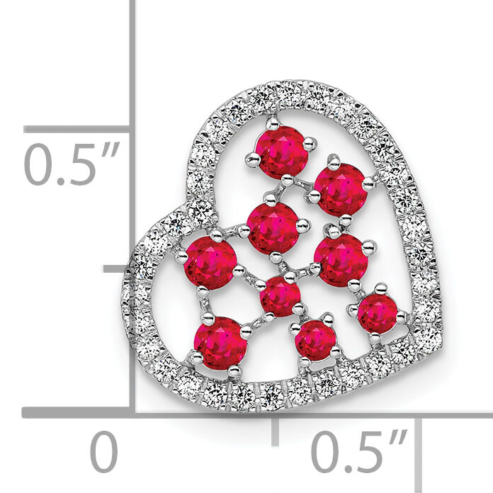 14K White Gold Polished Diamond and Ruby Heart Chain Slide-PM10797-RU-020-WAA