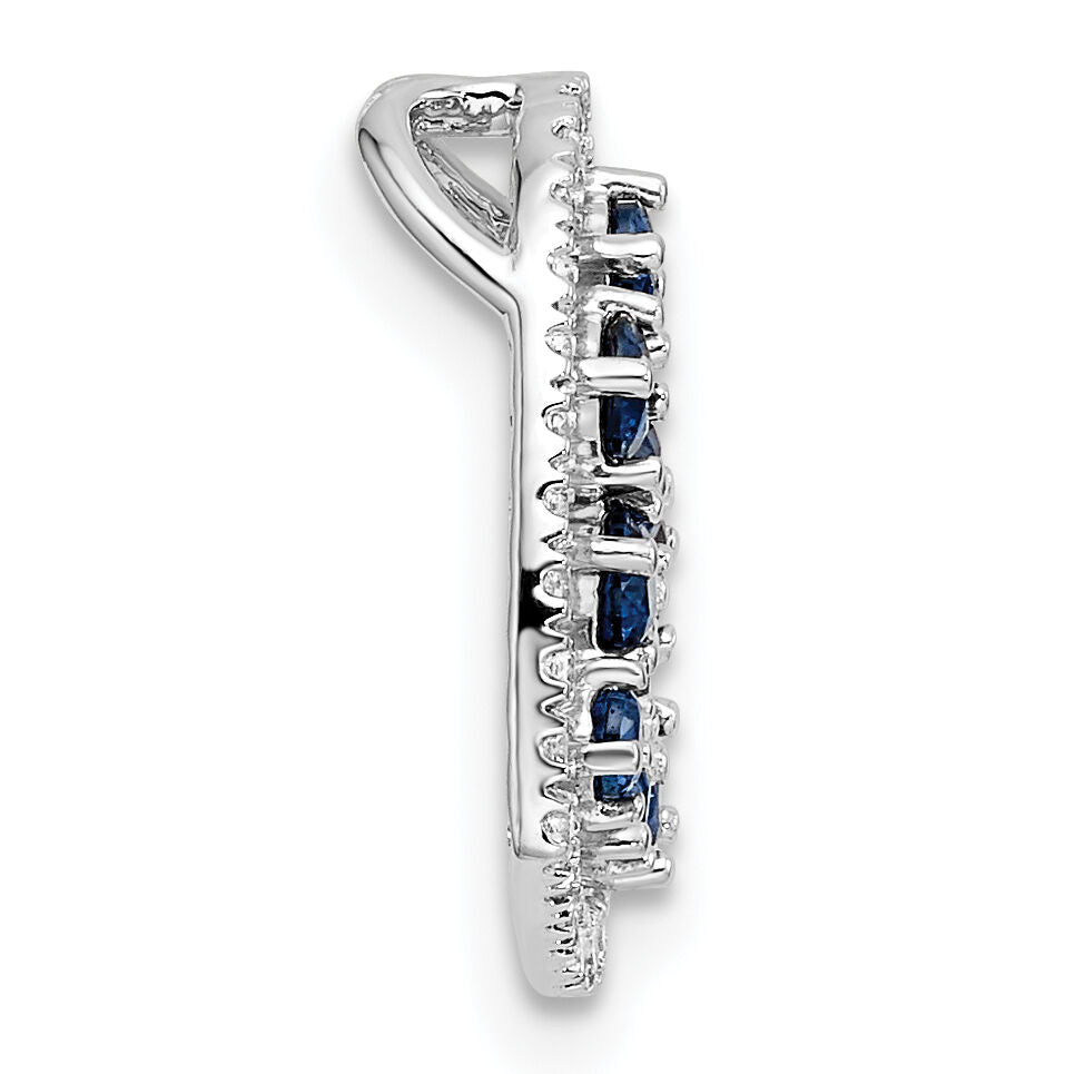 14K White Gold Polished Diamond and Sapphire Heart Chain Slide-PM10797-SA-020-WAA
