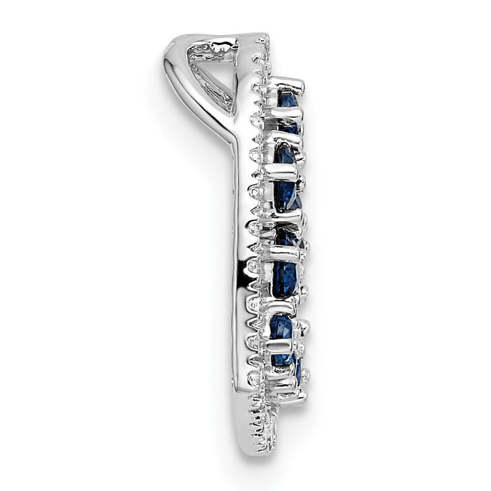 14K White Gold Polished Diamond and Sapphire Heart Chain Slide-PM10797-SA-020-WAA