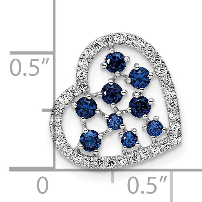 14K White Gold Polished Diamond and Sapphire Heart Chain Slide-PM10797-SA-020-WAA