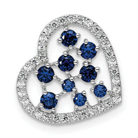 14K White Gold Polished Diamond and Sapphire Heart Chain Slide-PM10797-SA-020-WAA