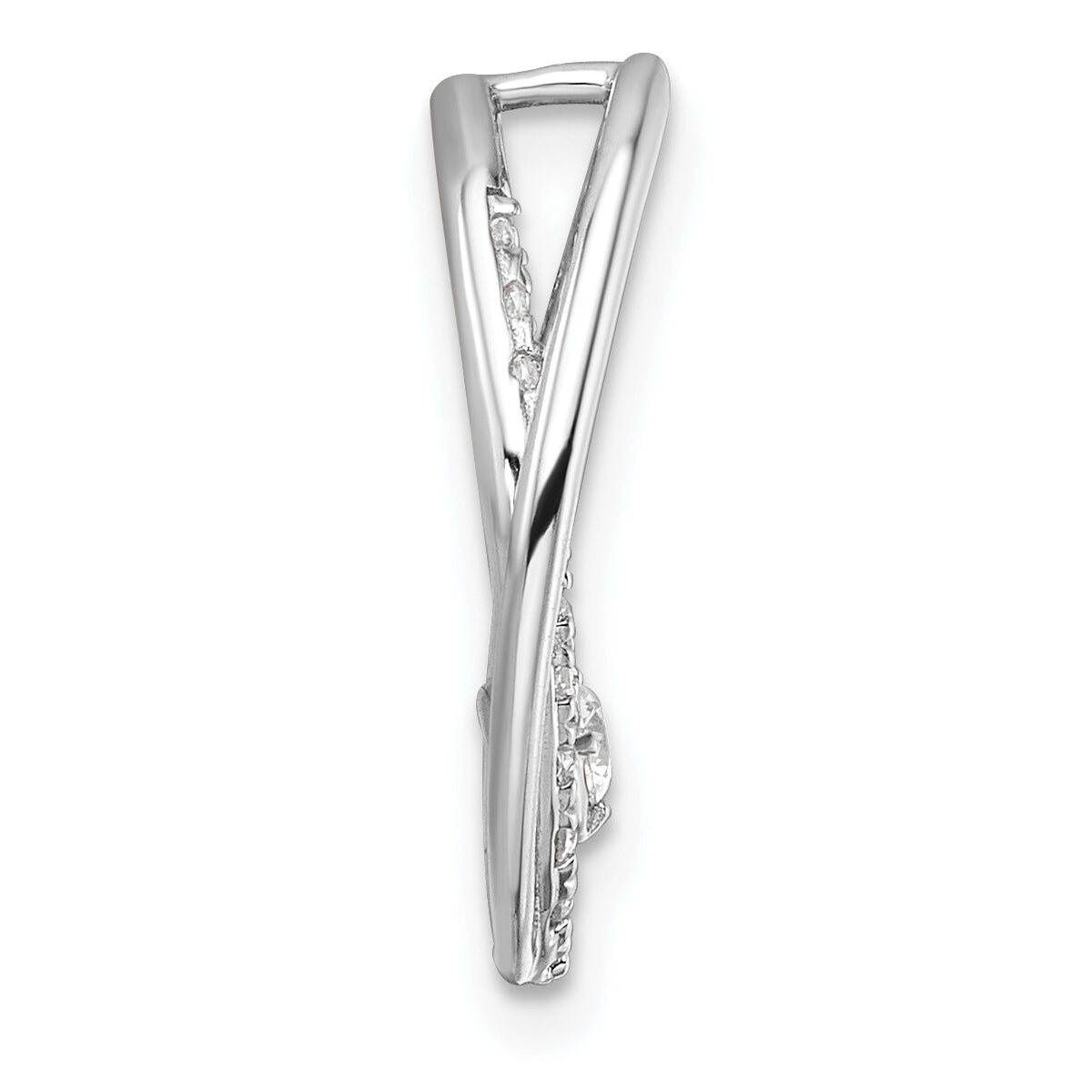 14K White Gold Polished Diamond Double Oval Chain Slide-PM10798-030-WAA