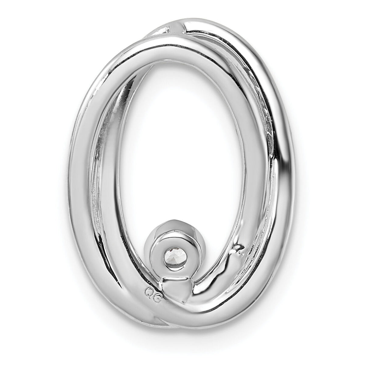 14K White Gold Polished Diamond Double Oval Chain Slide-PM10798-030-WAA