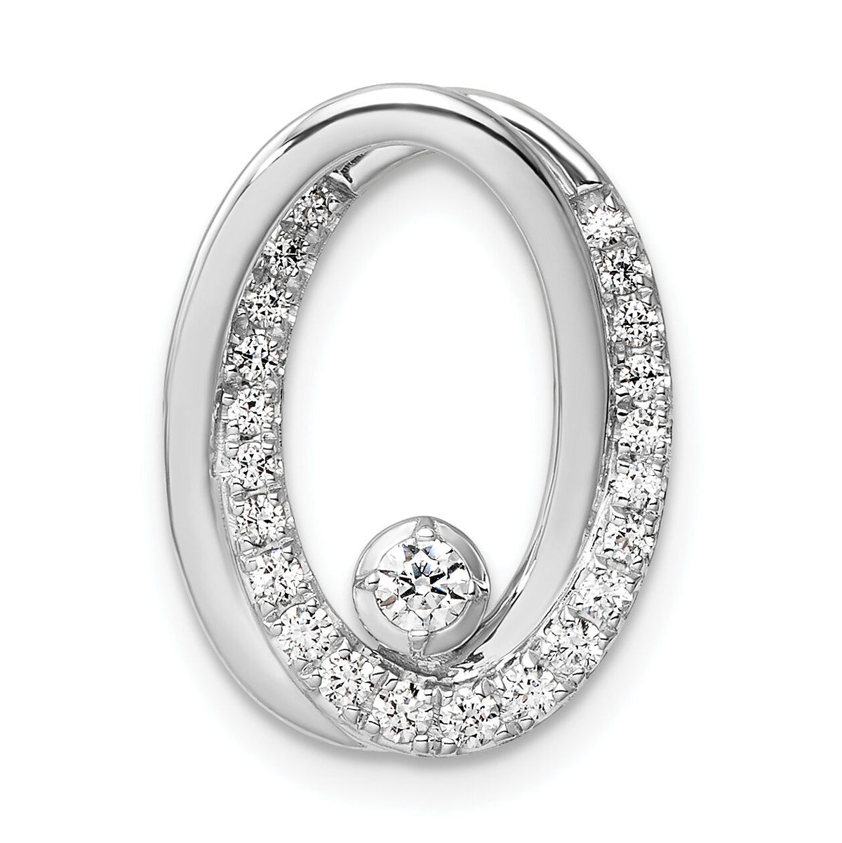 14K White Gold Polished Diamond Double Oval Chain Slide-PM10798-030-WAA