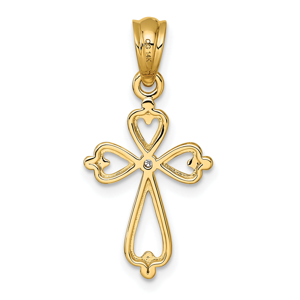 14k Diamond Accented Cross Pendant-PM10801-001-YA