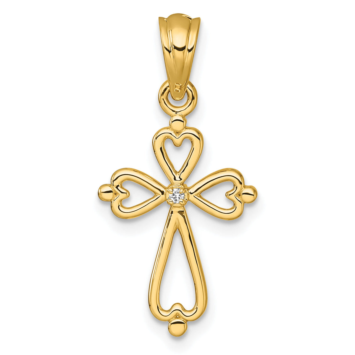 14k Diamond Accented Cross Pendant-PM10801-001-YA