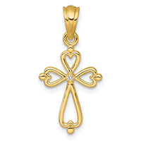 14k Diamond Accented Cross Pendant-PM10801-001-YA