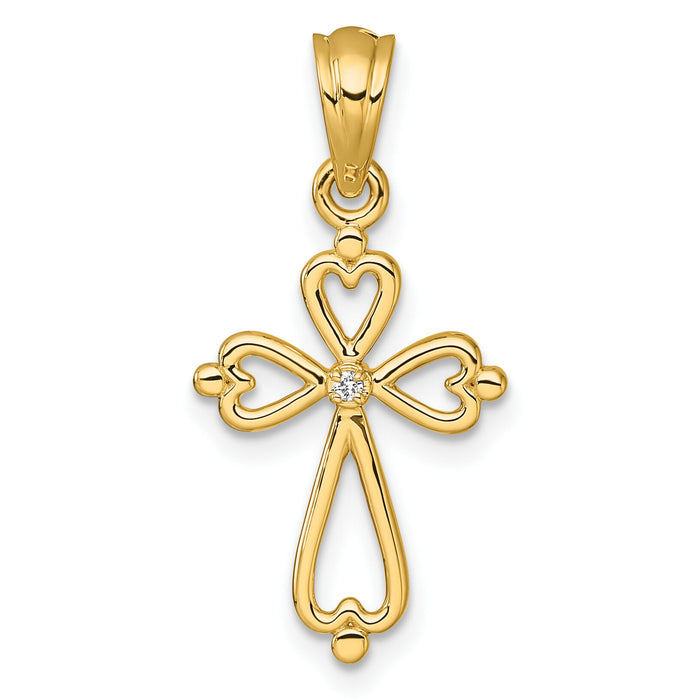 14k Diamond Accented Cross Pendant-PM10801-001-YA