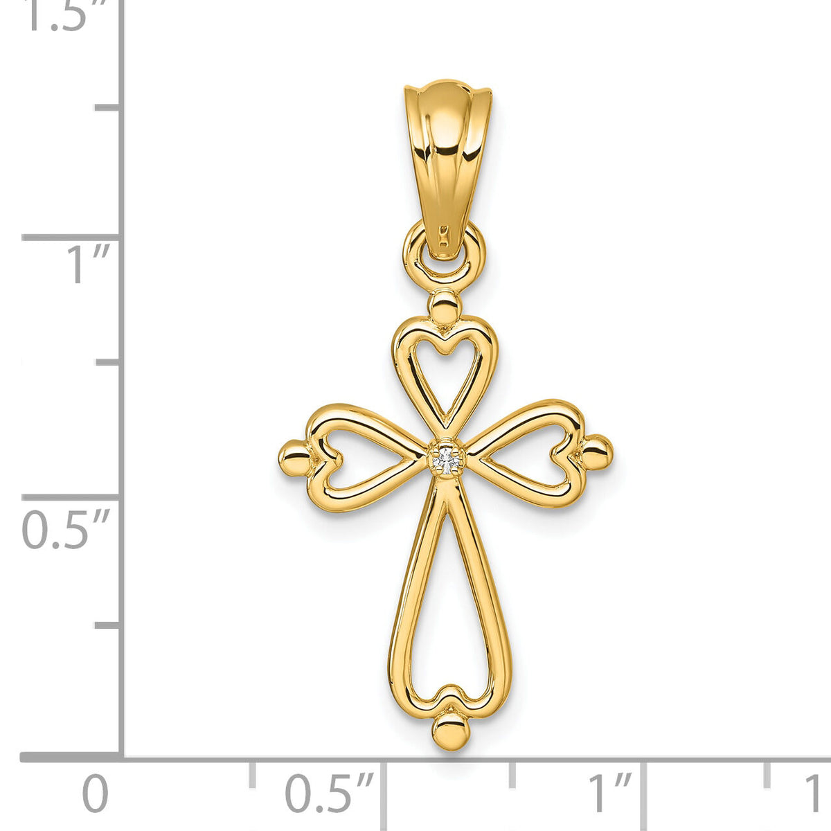 14k Diamond Accented Cross Pendant-PM10802-001-YA