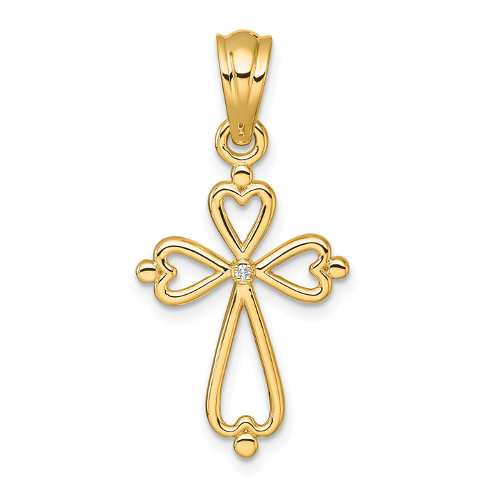 14k Diamond Accented Cross Pendant-PM10802-001-YA