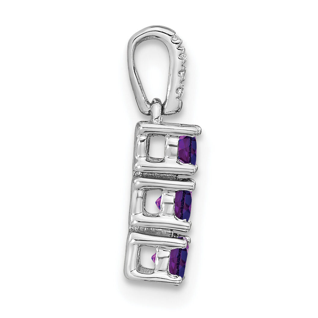 14k White Gold 3-stone Amethyst and Diamond Pendant-PM3585-AM-002-WA