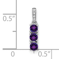 14k White Gold 3-stone Amethyst and Diamond Pendant-PM3585-AM-002-WA