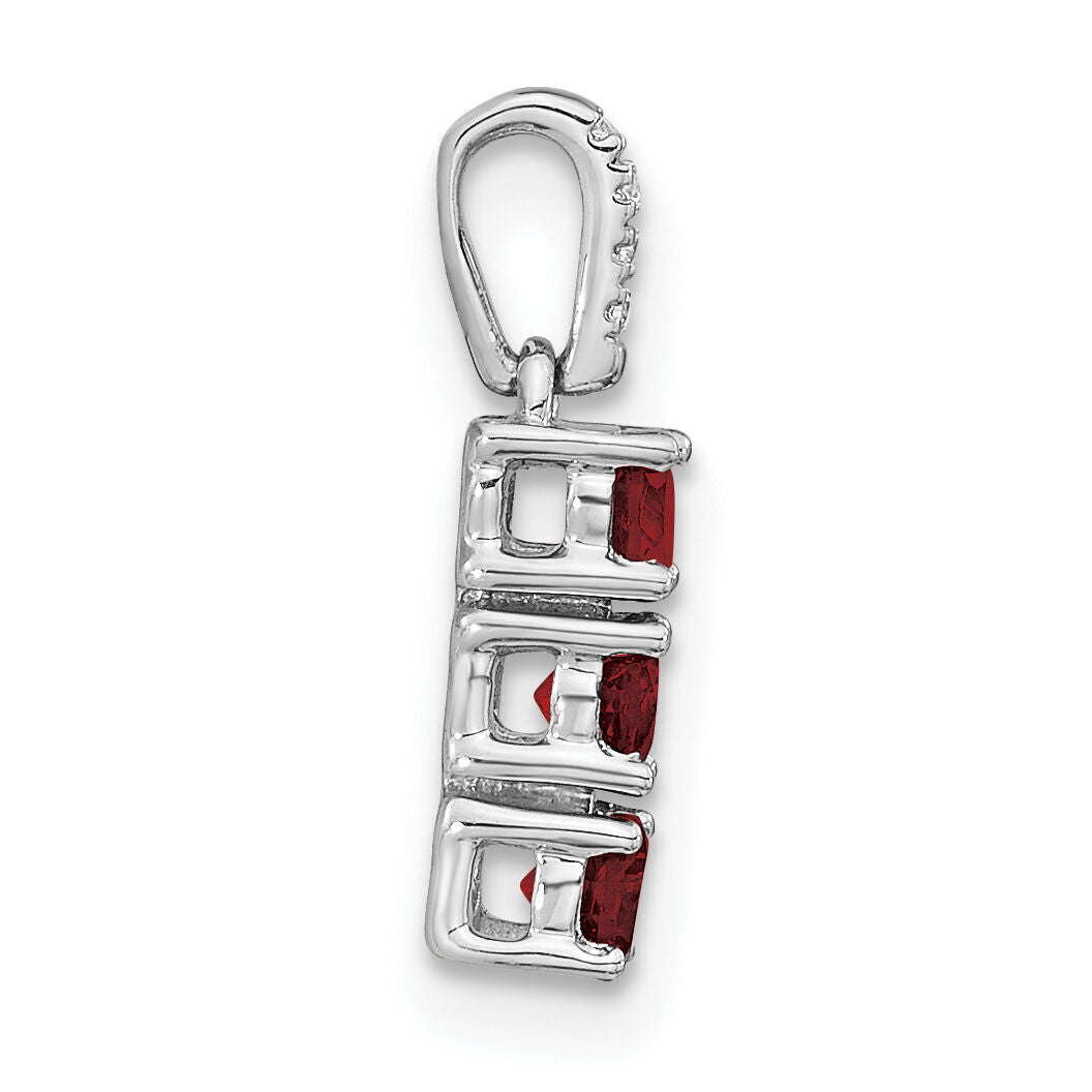 14k White Gold 3-stone Garnet and Diamond Pendant-PM3585-GA-002-WA