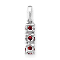 14k White Gold 3-stone Garnet and Diamond Pendant-PM3585-GA-002-WA
