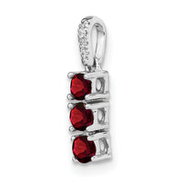 14k White Gold 3-stone Garnet and Diamond Pendant-PM3585-GA-002-WA