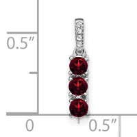14k White Gold 3-stone Garnet and Diamond Pendant-PM3585-GA-002-WA