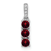 14k White Gold 3-stone Garnet and Diamond Pendant-PM3585-GA-002-WA