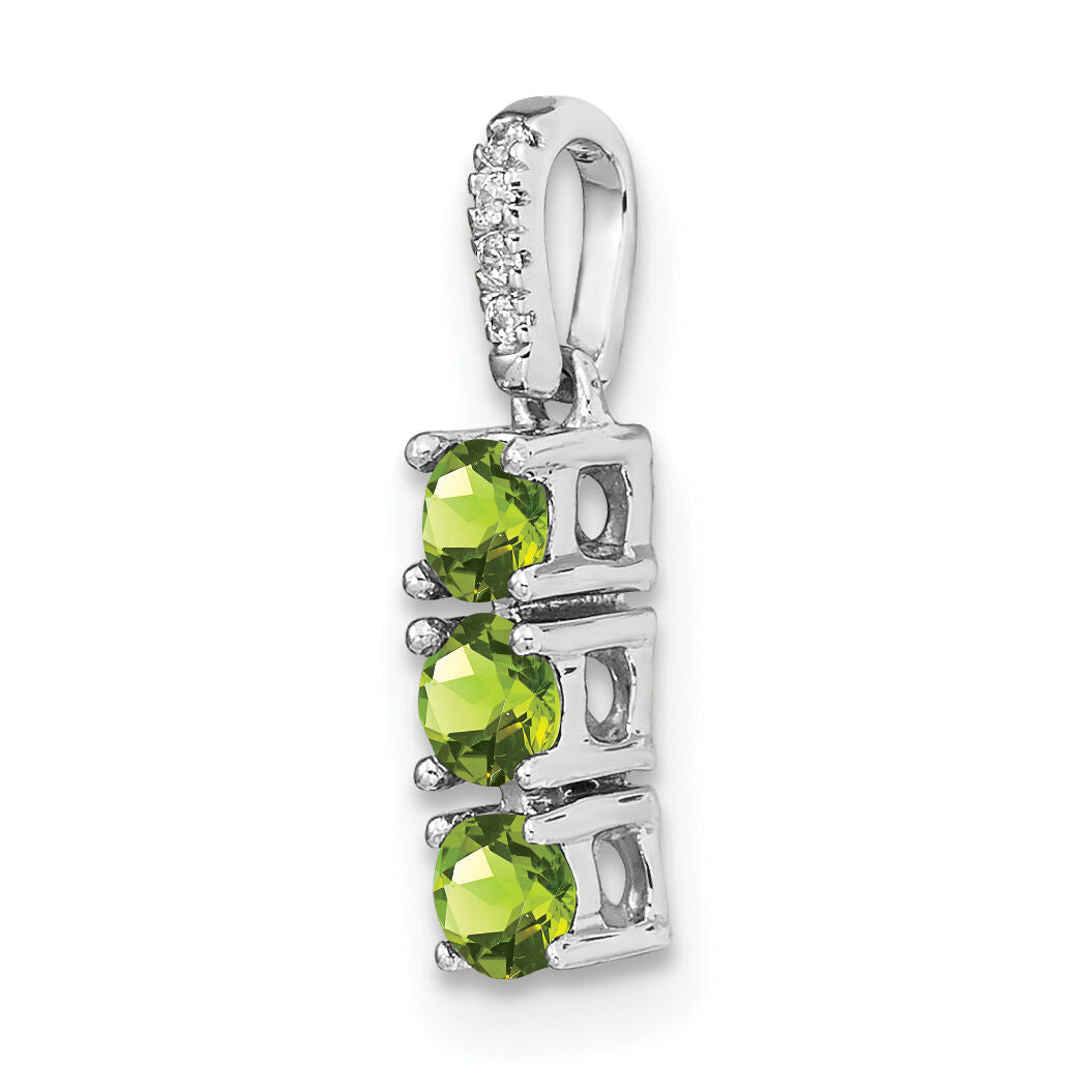14k White Gold 3-stone Peridot and Diamond Pendant-PM3585-PE-002-WA