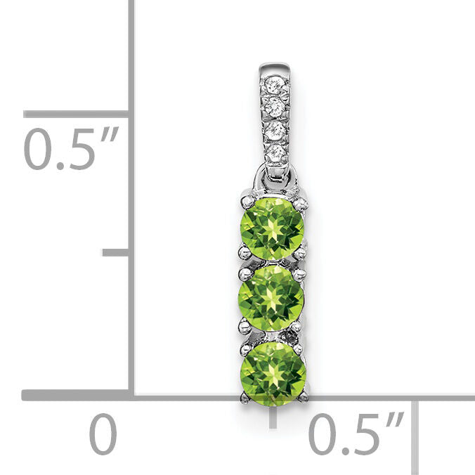 14k White Gold 3-stone Peridot and Diamond Pendant-PM3585-PE-002-WA