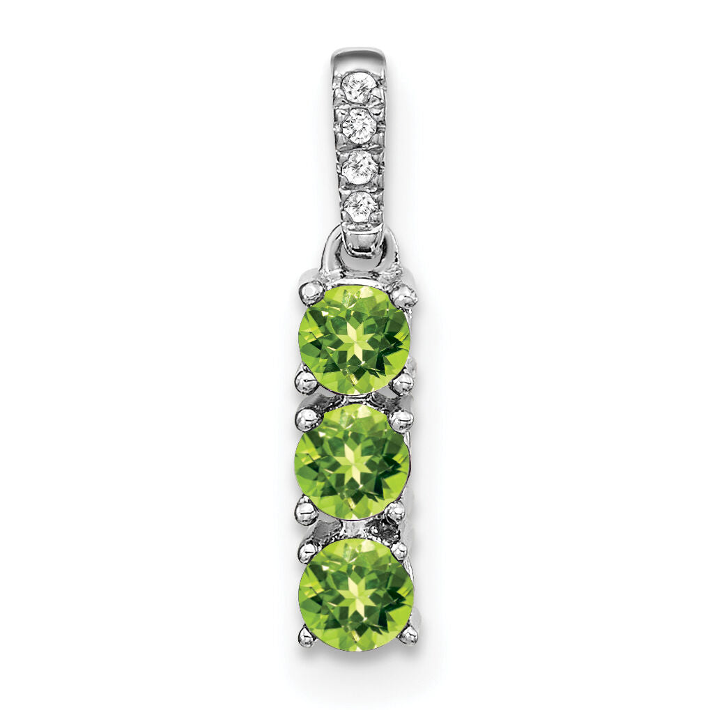 14k White Gold 3-stone Peridot and Diamond Pendant-PM3585-PE-002-WA