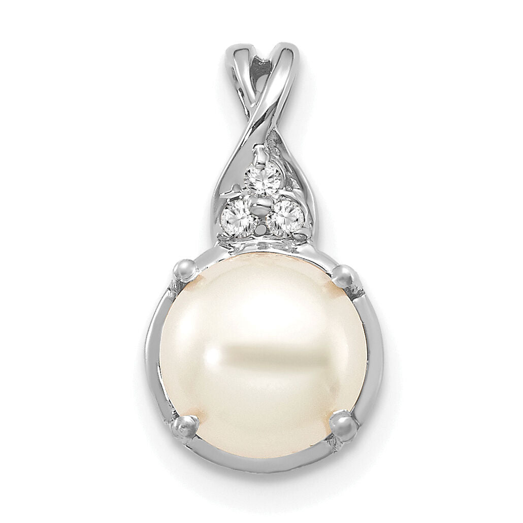 14K White Gold FWC Pearl and Diamond Pendant-PM3625-PL-003-WA