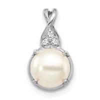 14K White Gold FWC Pearl and Diamond Pendant-PM3625-PL-003-WA
