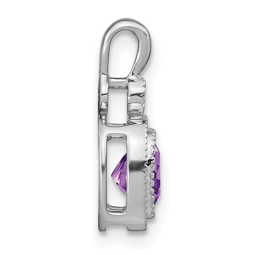 14k White Gold Cushion Amethyst and Diamond Pendant-PM3665-AM-001-WA