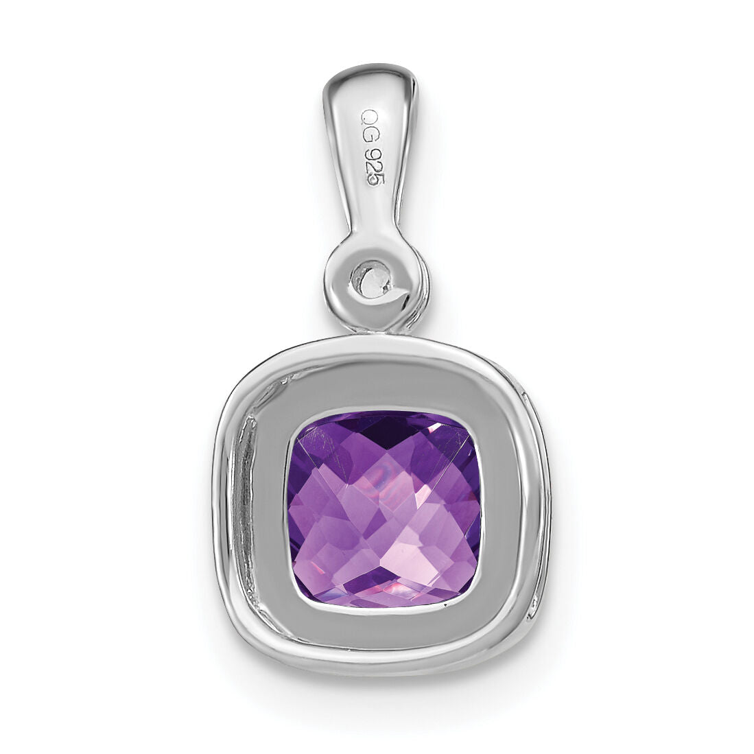 14k White Gold Cushion Amethyst and Diamond Pendant-PM3665-AM-001-WA