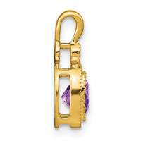 14k Cushion Amethyst and Diamond Pendant-PM3665-AM-001-YA