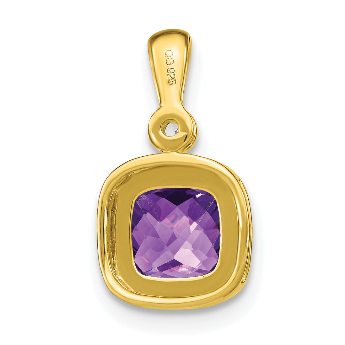 14k Cushion Amethyst and Diamond Pendant-PM3665-AM-001-YA