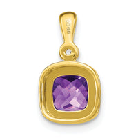14k Cushion Amethyst and Diamond Pendant-PM3665-AM-001-YA