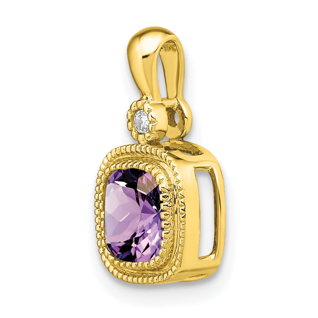 14k Cushion Amethyst and Diamond Pendant-PM3665-AM-001-YA