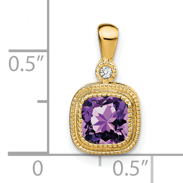 14k Cushion Amethyst and Diamond Pendant-PM3665-AM-001-YA