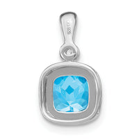 14k White Gold Cushion Blue Topaz and Diamond Pendant-PM3665-BT-001-WA