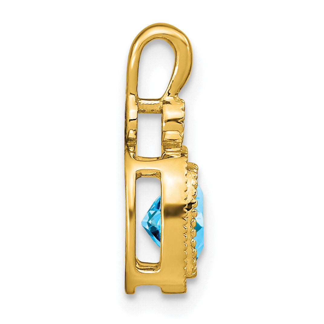 14k Cushion Blue Topaz and Diamond Pendant-PM3665-BT-001-YA