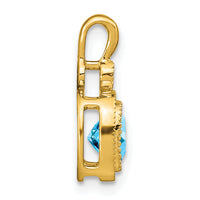 14k Cushion Blue Topaz and Diamond Pendant-PM3665-BT-001-YA