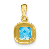 14k Cushion Blue Topaz and Diamond Pendant-PM3665-BT-001-YA