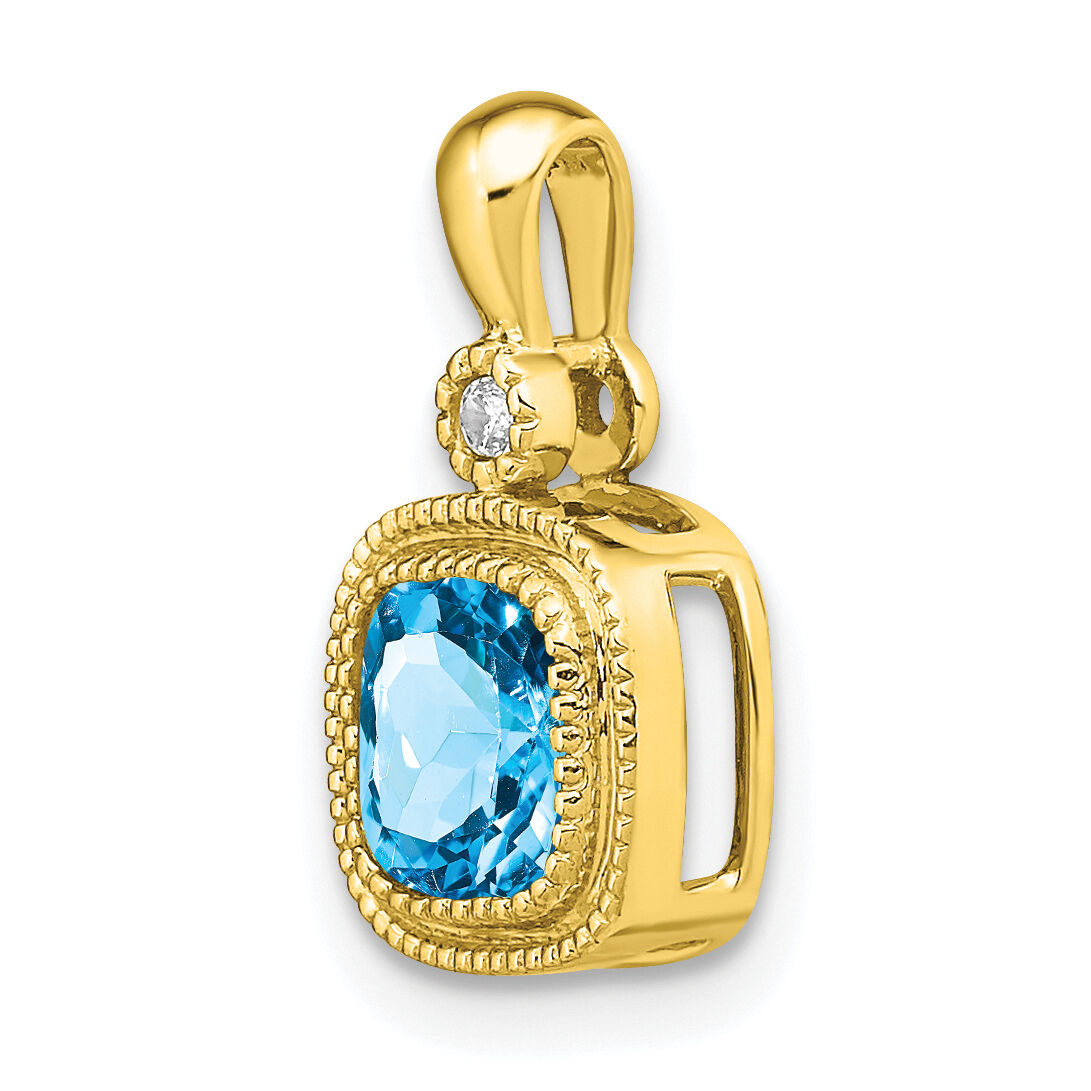 14k Cushion Blue Topaz and Diamond Pendant-PM3665-BT-001-YA