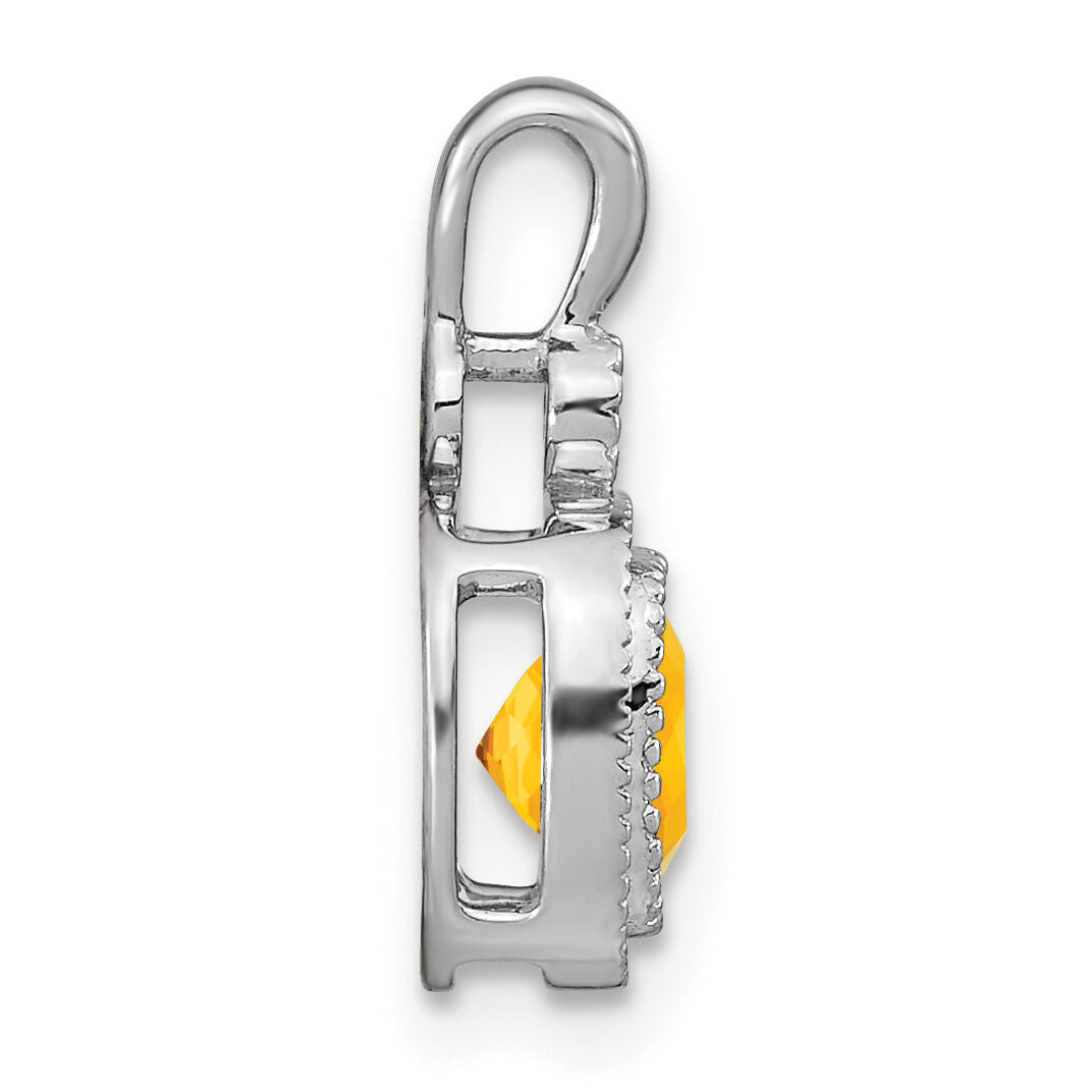 14k White Gold Cushion Citrine and Diamond Pendant-PM3665-CI-001-WA