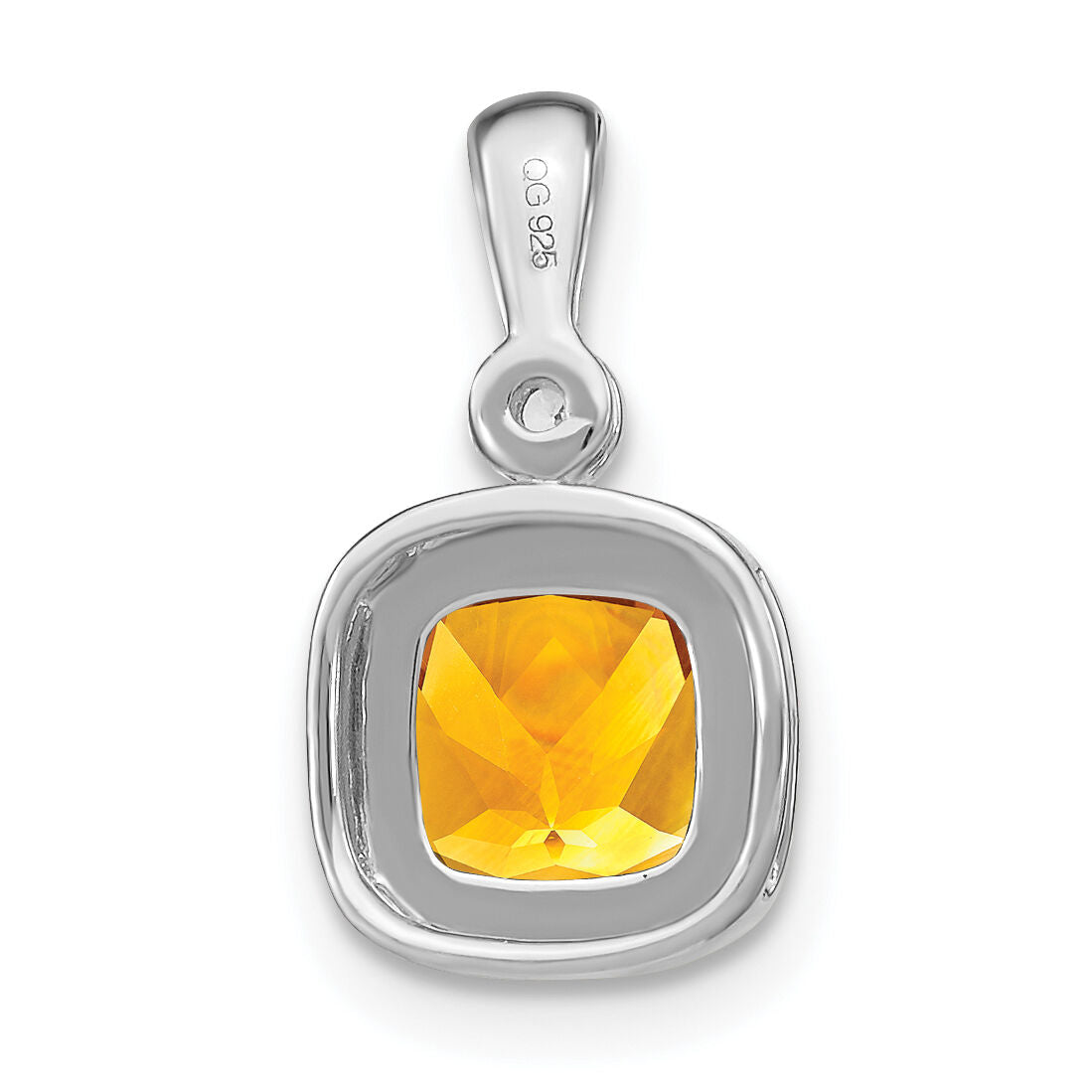 14k White Gold Cushion Citrine and Diamond Pendant-PM3665-CI-001-WA