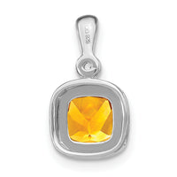14k White Gold Cushion Citrine and Diamond Pendant-PM3665-CI-001-WA