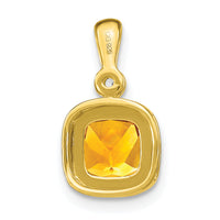 14k Cushion Citrine and Diamond Pendant-PM3665-CI-001-YA