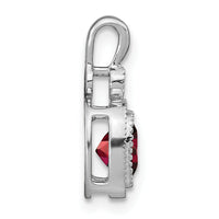 14k White Gold Cushion Garnet and Diamond Pendant-PM3665-GA-001-WA