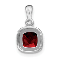 14k White Gold Cushion Garnet and Diamond Pendant-PM3665-GA-001-WA